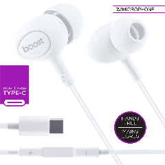 Boost Wired in-Ear Headphones with Microphone - USB-C - White