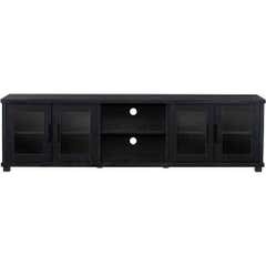 CorLiving Ravenwood TV Bench with Glass Cabinets for TVs up to 95" - Black