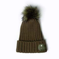 Caseco Blu-Toque Lush Bluetooth Beanie - Olive with Green Fur Pom