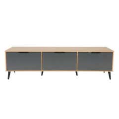 CorLiving Cole Collection TV Bench w/ Cabinet Storage for TVs upto 85" - Cole Light Wood and Grey