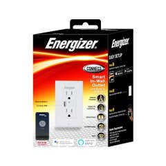 Energizer Connect Smart In-Wall Outlet with Built-In USB Port and Voice Control Compatibility